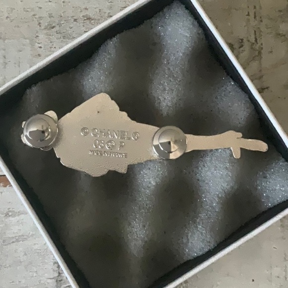 Rare CHANEL Silver Mademoiselle Brooch Pin 03P CHANEL - Picture 2 of 4